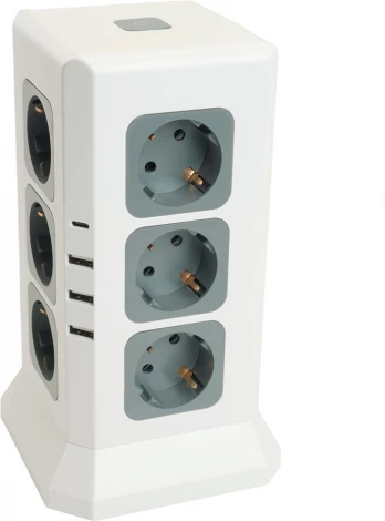 Удлинитель 12-и местный 1,5 метра с заземлением 3хUSB Type A+C Stekker Comfort 49991