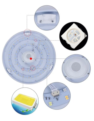 Потолочный светильник круглый Omnilux Melofon OML-47307-52 (LED, 220V, управление смартфоном, умный дом - i-Lamp, звездное небо)