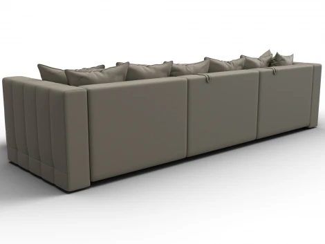 Диван угловой Лига-052 НПБ Лонг угол универсальный (ЛДСП,Брус,Фанера/Пластик/Экокожа/Бежевый) Лига Диванов 129914