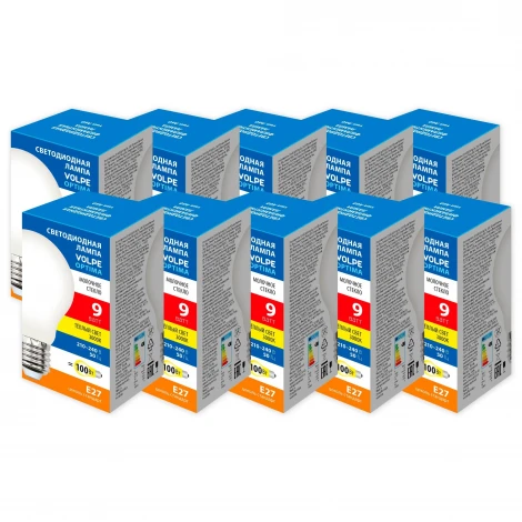 Лампа светодиодная Volpe Optima Филамент LED-A60-9W/3000K/E27/FR/SLF Набор из 10штук матовая теплый белый свет 3000K