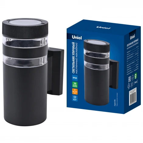 Настенный светильник уличный под лампу Е27 черный Uniel UUL-S19A 60W/E27 IP65 BLACK