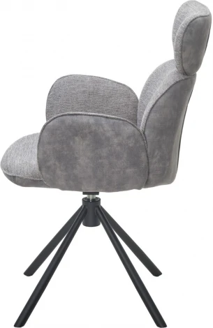 Стул VARDY 360 град.поворот. Brego-07 Серый, ткань/ 7525-180 Серый, велюр/Черный, ®DISAUR
