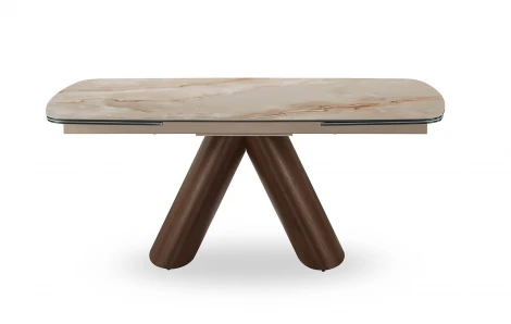 Стол SENTI 2463 (180-270) глянцевая керамика ТОСКАНЕ/орех ESF 5893