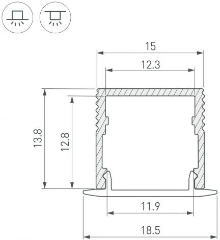 Профиль SL-MINI-15-2000 ANOD (Arlight, Алюминий) 049019