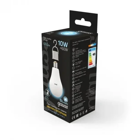 Лампочка светодиодная груша белая колба E27 10 Вт 660 lm 4100K дневное белое свечение Gauss 102402200