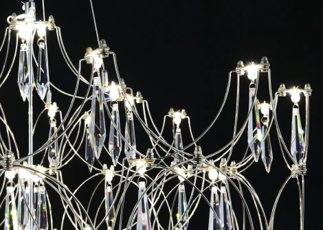 Подвесная люстра светодиодная с пультом и хрустальными подвесками Asfour MyFar Ileria MR2650-57P-76AP