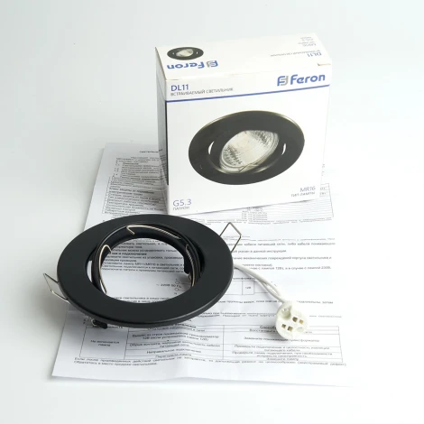 Светильник встраиваемый Feron DL11 48466 50W G5.3 черный (12V, круглые)