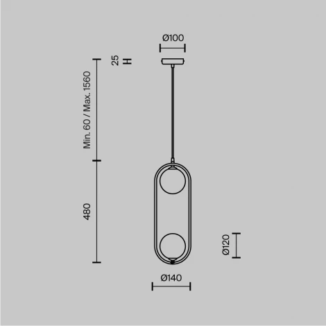 Подвесной светильник Maytoni Ring MOD013PL-02W (220V, на проводе, шарики)