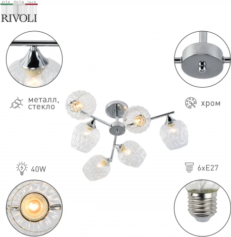 Потолочная люстра на штанге Rivoli Arlene 3139-306