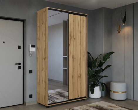 Шкаф-купе, 120х45х230 Дуб вотан с зеркалом МАМА Prime 102099