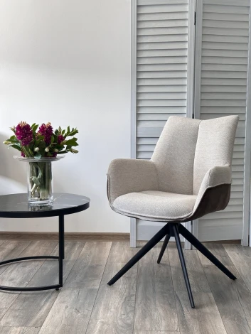 Стул M-City PONTUS 360 град. поворот. KN01-05 Бежевый/ BZ1046-21 Коричневый/ Черный