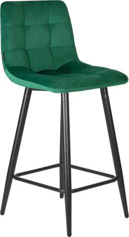 Стул полубарный DOBRIN OLIVIA (черные матовые ножки, зелёный велюр (108-64))