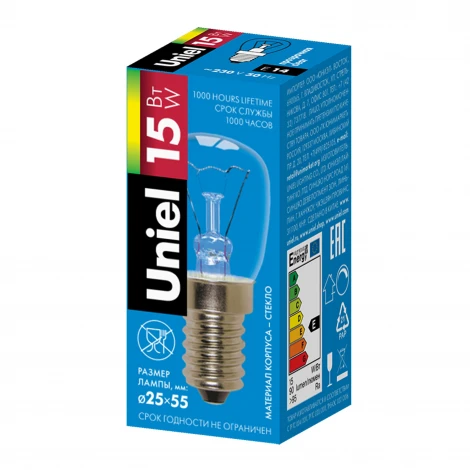 Лампочка накаливания цилиндр прозрачная E14 15W Uniel IL-F25-CL-15/E14