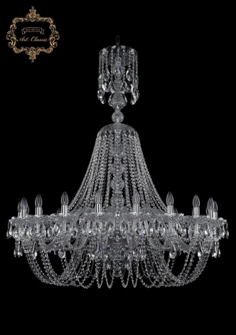 Подвесная большая люстра Art Classic 11.11 11.11.20.400.XL-132.Cr.Sp (220V, хрусталь, на цепи, подсвечник, свеча)