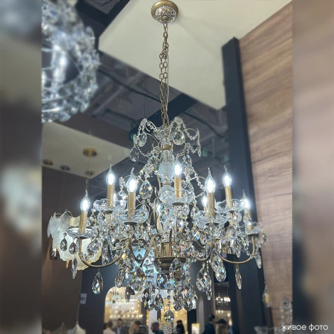 Подвесная люстра Crystal Lux ODELIS SP12 GOLD (220V, подвески, на цепи, подсвечник, свеча)