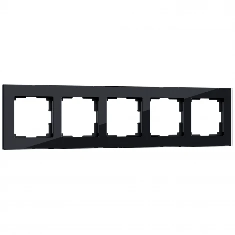 Рамка на 5 постов (черный,стекло) W0051108 (a051437)