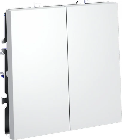 Проходной переключатель двухклавишный (белый матовый) Voltum S70 VLS020302