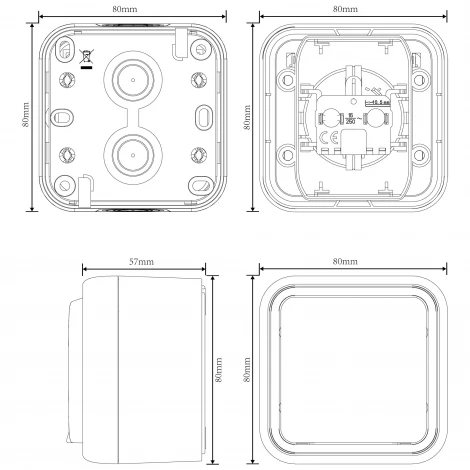 Розетка 1-я с защитной крышкой, 2К+З и шторками, накладная, цвет антрацит IP55 Donel W55 DIP18828