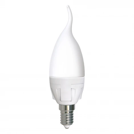 Лампа светодиодная, матовая, дневной белый свет 6500K Uniel Яркая LED-CW37 7W/6500K/E14/FR PLP01WH