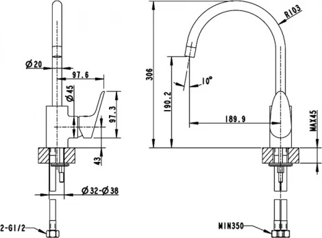 Смеситель Bravat Drop F74898C-1A для кухонной мойки