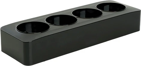 Розетка 4-х местная без заземления (черный) Stekker София 49319