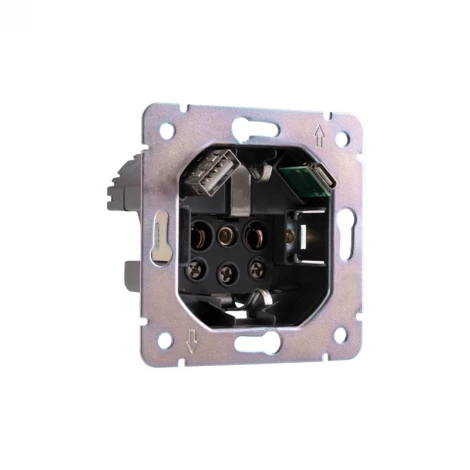 Розетка 1-ая с/з с/у з/ш 16А с USB A+C быстрой зарядки 5В/3А оникс Kranz Round KR-78-0704-3