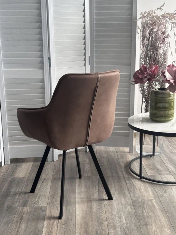 Стул СОЛИС 360 град. поворот. Федерика Шоколад, иск.замша / черный каркас M-City 64745