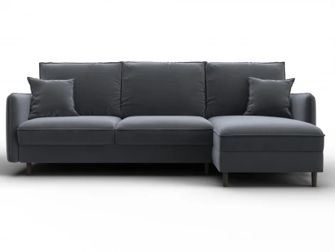 Диван угловой Лига-064 НПБ угол универсальный (ДСП/Дерево/Велюр/Серый) Лига Диванов 134772