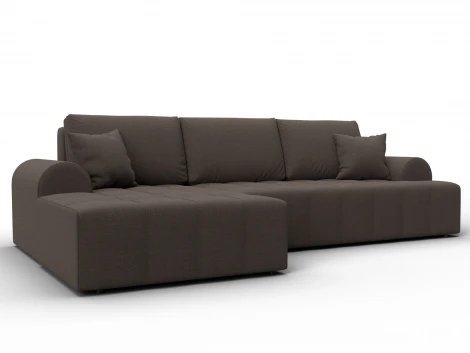 Диван угловой Лига-080 угол левый (ДСП/Пластик/Рогожка/Коричневый) Лига Диванов 134741L