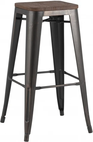 Стул барный Stool Group TOLIX WOOD черный патина золото УТ000000552