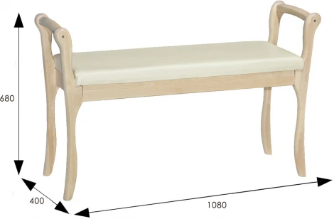 Скамья для прихожей с подлокотниками мягкая, экокожа крем, каркас лак от фабрики Mebelik