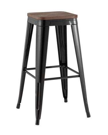 Стул барный TOLIX черный глянцевый + темное дерево KD Stool Group УТ000042112