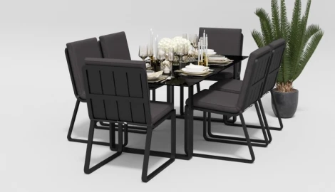 Обеденная группа Gardenini Voglie (Алюминий,Закаленное стекло,Ткань/Темно-серый,Антрацит,Черный) DVGL.010518.C2
