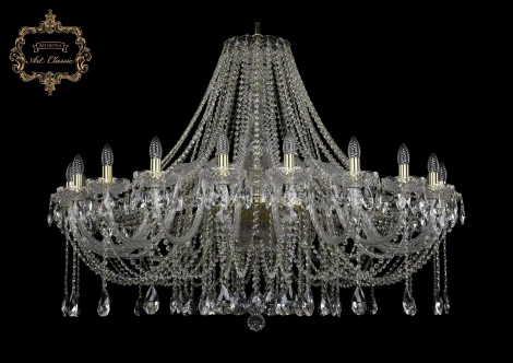 Подвесная большая люстра Art Classic 11.12 11.12.20.460.Gd.Sp (220V, хрусталь, на цепи, подсвечник, свеча)