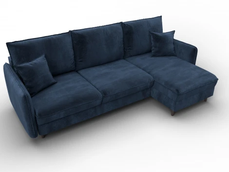 Диван угловой Лига-064 НПБ угол универсальный (ДСП/Дерево/Велюр/Синий) Лига Диванов 129628