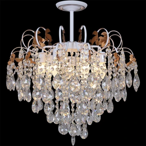 Потолочная люстра на штанге Reluce 96028-0.3-07 WH+GOLD PN (220V, хрусталь)