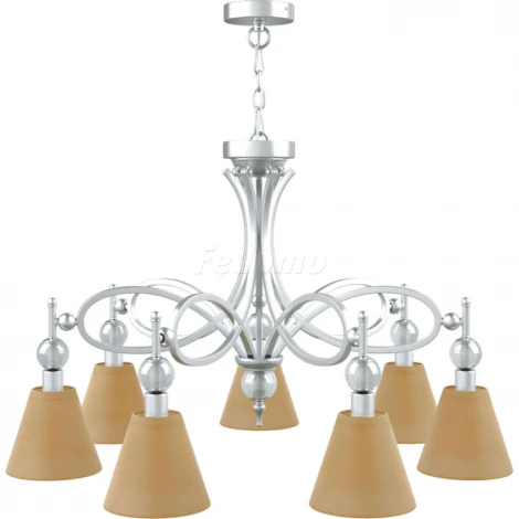 Люстра подвесная Lamp4you, 7 плафонов, хром с прозрачным и бежевым