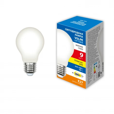 Лампочка светодиодная филаментная Volpe LED-A60-SLF LED-A60-9W/3000K/E27/FR/SLF