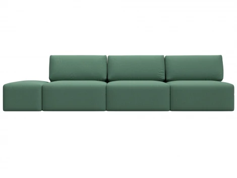 Диван прямой модульный с пуфом Лига-060 НПБ Лонг (ЛДСП,Брус,Фанера/Пластик/Рогожка/Зеленый) Лига Диванов 129712