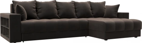 Диван угловой с декором и полкой Лига-050 НПБ Лига Диванов (Велюр) арт.128595
