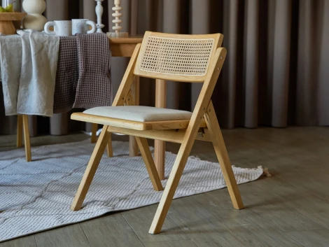 Комплект складных стульев Logan 2 шт. ОГОГО Обстановочка! 966357 (Массив,Дерево,Ротанг/Бежевый)