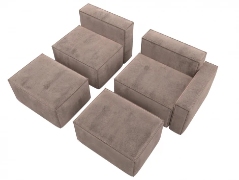 Диван угловой модульный Лига-063 угол правый (ДСП/Пластик/Велюр/Бежевый) Лига Диванов 129793