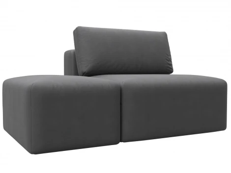 Модули диван и пуф Лига-060 НПБ (ЛДСП,Брус,Фанера,Замша/Серый) Лига Диванов 129600