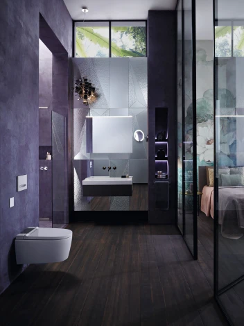 Унитаз подвесной Geberit AquaClean Sela 146.224.21.1 вставка глянцевый хром