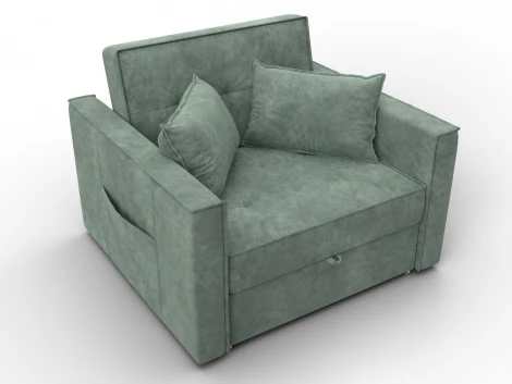 Кресло-кровать Лига-104 (80) (ЛДСП,Брус,Фанера,Велюр/Зеленый) Лига Диванов 134849