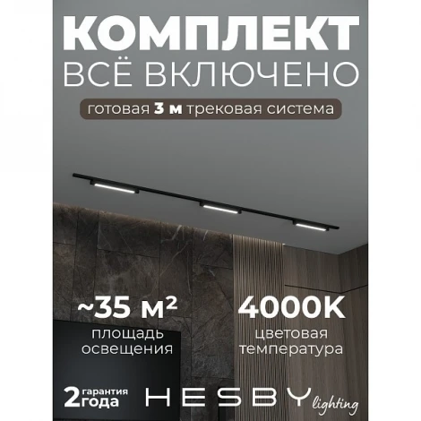 Трековая система в сборе встраиваемая однофазная 220V Hesby Lighting №1 однофазная накладная Skylite HSBL_kompl_S001_NI3B4K
