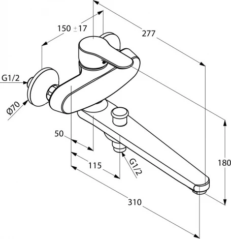 Смеситель Kludi Objekta 324910575 универсальный