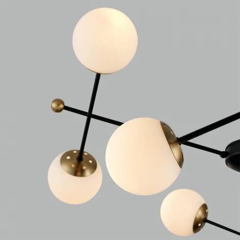 Потолочная люстра на штанге Lumion Melody 6581/8 черный, золотой/белый металл /стекло E14 8*40W 220V