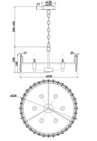 Подвесная люстра Maytoni Puntes MOD043PL-06CH (220V, хрусталь, на цепи, круглые)