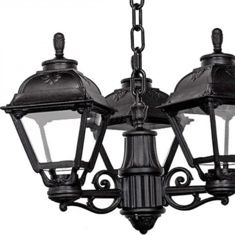 Люстра подвесная уличная Fumagalli, 3 плафона, черный с прозрачным